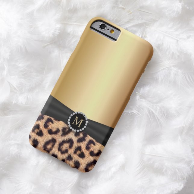 Modern Leopard Print Gold Monogram iPhone 6 Case (In Situ)
