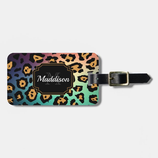 Modern Leopard Print Luggage Tag (Front Horizontal)
