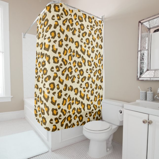 Modern Leopard Print Pattern Shower Curtain (In Situ)