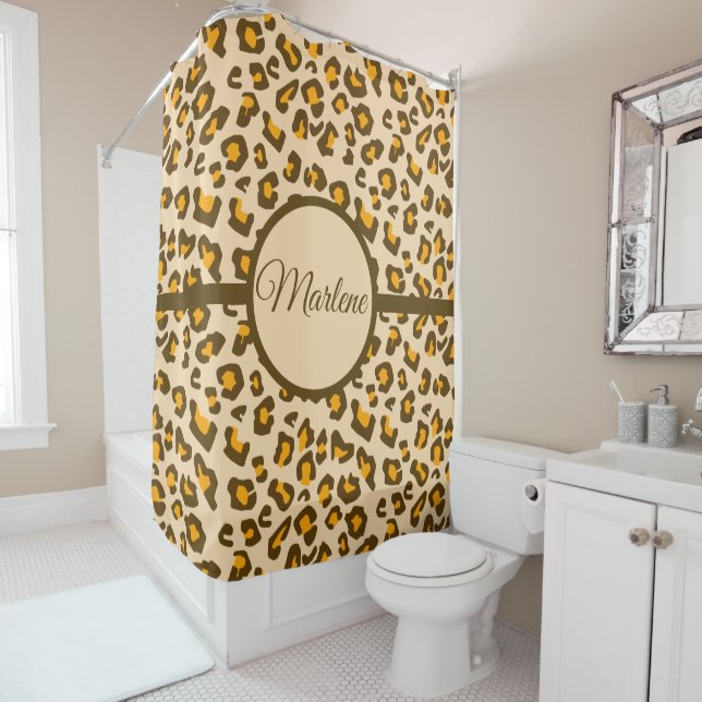 Modern Leopard Print Pattern Shower Curtain (In Situ)