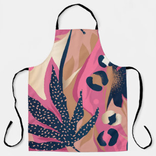 Modern Leopard Skin, Exotic Floral. Apron