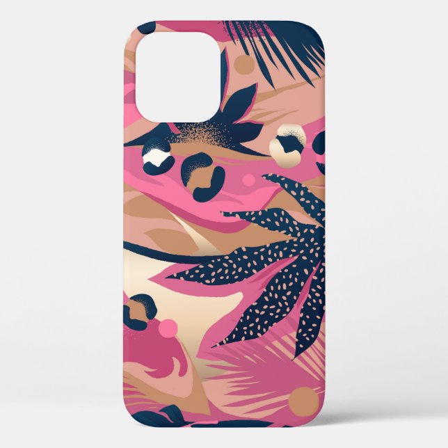 Modern Leopard Skin, Exotic Floral. Case-Mate iPhone Case (Back)