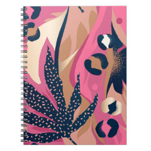 Modern Leopard Skin, Exotic Floral. Notebook