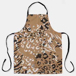 Modern leopard: wild nature pattern. apron