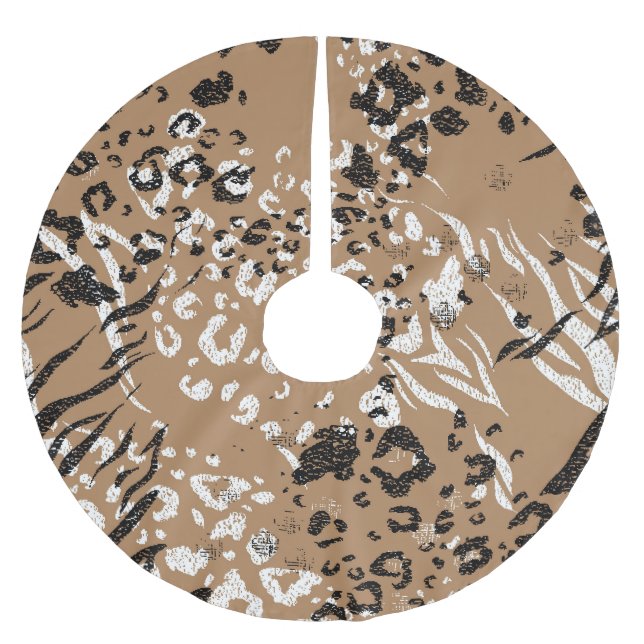 Modern leopard: wild nature pattern. brushed polyester tree skirt (Front)