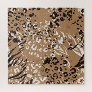 Modern leopard: wild nature pattern. jigsaw puzzle