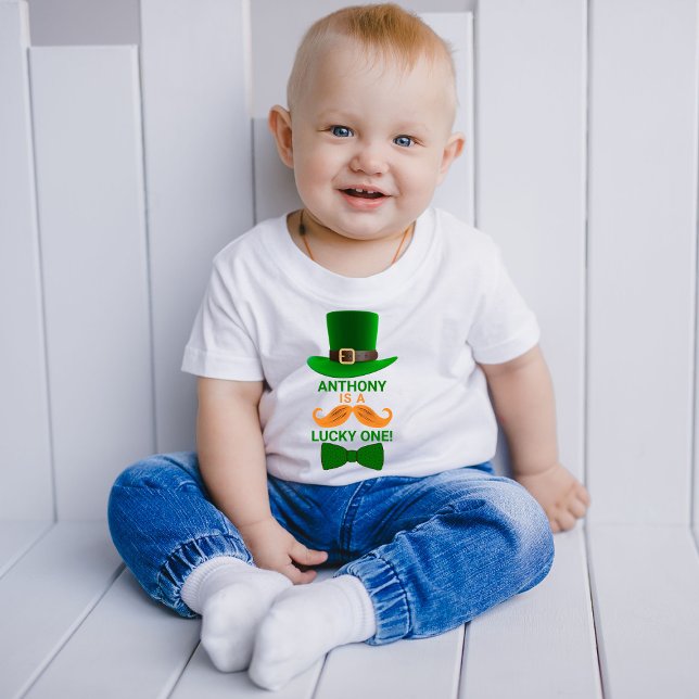 Modern Leprechaun St. Patrick's Any Age Birthday Baby T-Shirt (Creator Uploaded)