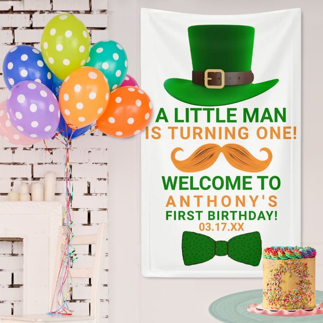 Modern Leprechaun St. Patrick's Any Age Birthday Banner (Creator Uploaded)