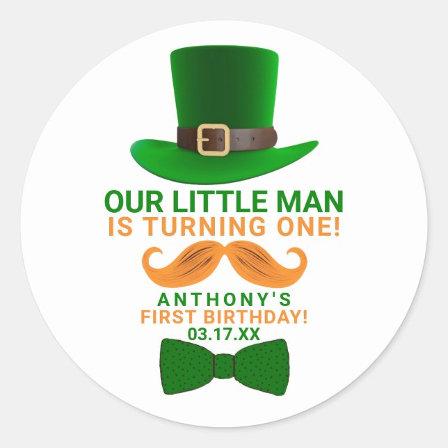 Modern Leprechaun St. Patrick's Any Age Birthday Classic Round Sticker (Front)
