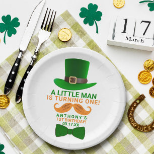 Modern Leprechaun St. Patrick's Any Age Birthday Paper Plate