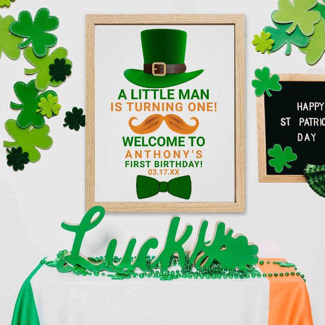 Modern Leprechaun St. Patrick's Any Age Birthday Poster (Creator Uploaded)