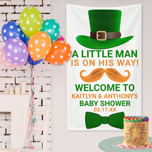 Modern Leprechaun St. Patrick's Day Baby Shower Banner (Creator Uploaded)