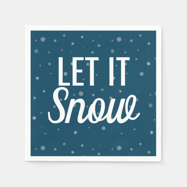 Modern let it snow blue with snowflakes napkin (Front)