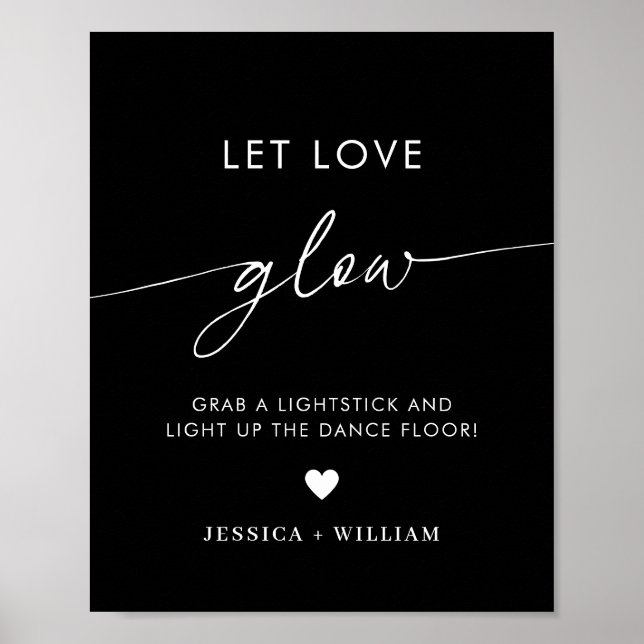 Modern Let Love Glow Wedding Glow Stick Sign (Front)