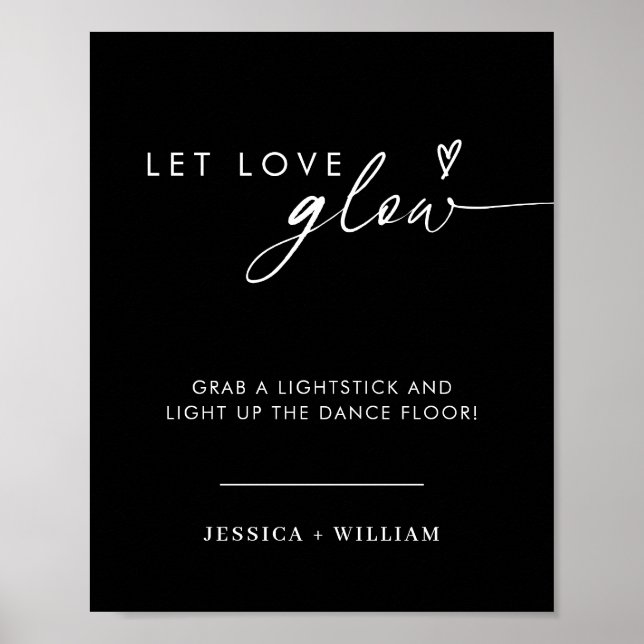 Modern Let Love Glow Wedding Glow Stick Sign (Front)