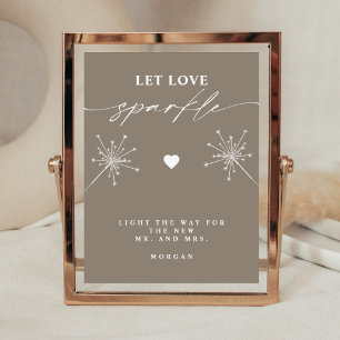 Modern Let Love Sparkle Sign Wedding Table Sign