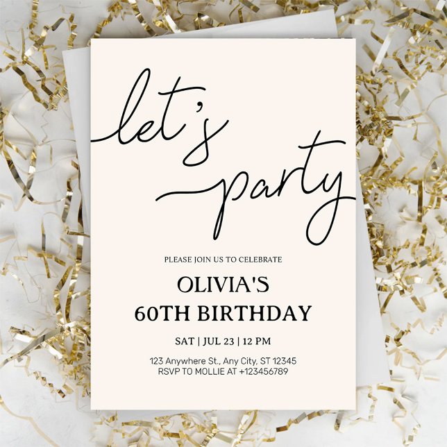 Modern Let’s Party 60th Birthday Invitation (Creator Uploaded)