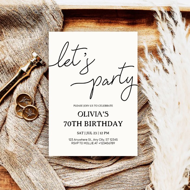 Modern Let’s Party 70th Birthday Invitation (Creator Uploaded)
