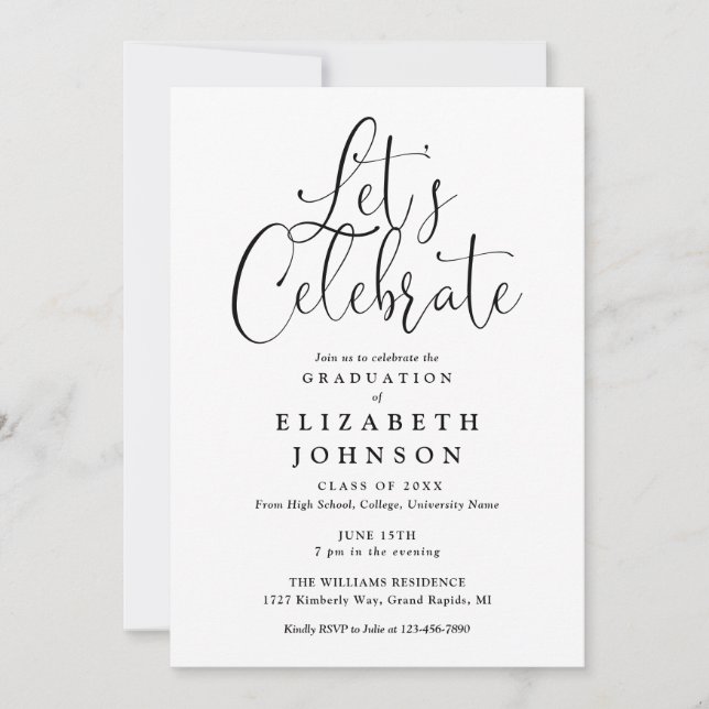Modern Lets Celebrate Script Graduation Party Invitation (Front)