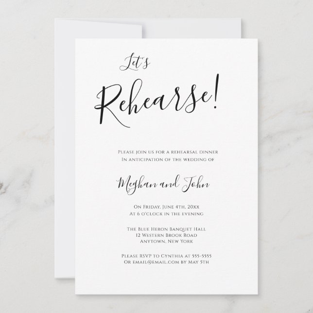 Modern Let's Rehearse Rehearsal Dinner Invitations (Front)