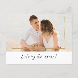 Modern Let's Try This Again Calligraphy Photo Save Announcement Postcard