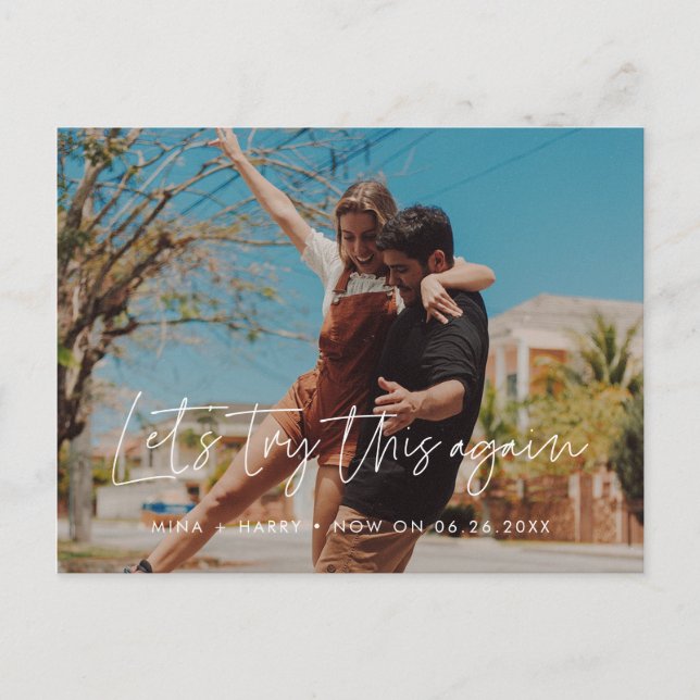 Modern Let's try this again photo Postcard (Front)