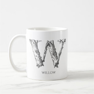 Modern Letter W Monogram Name Coffee Mug