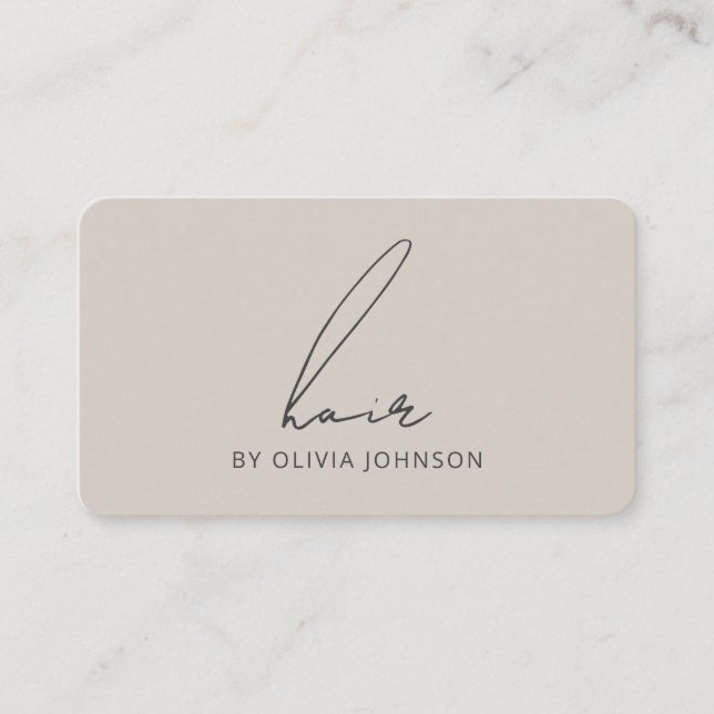 Modern Lettered Script Hair Stylist Business Card (Front)