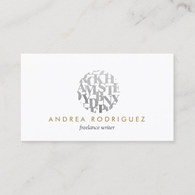 Modern Letterform Logo for Authors and Writers Business Card (Front)