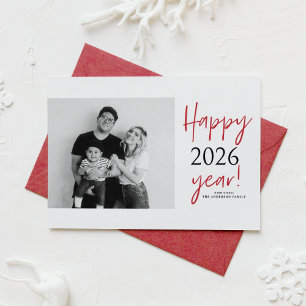 Modern Lettering 2025 Happy New Year Photo Holiday Card