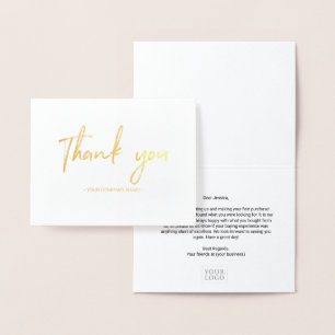 Modern Lettering Business Thank you Gold Foil Card
