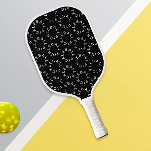 Modern Lettering Circles Patterned Black and White Pickleball Paddle
