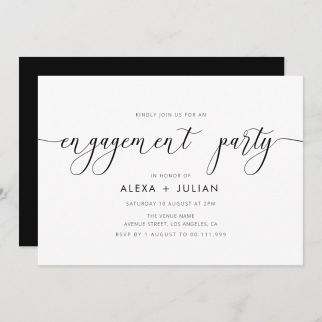 Modern lettering engagement party  invitation (Front/Back)