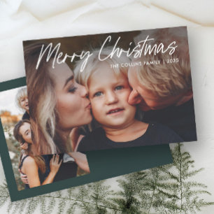 Modern Lettering Merry Christmas 2 Photo Holiday Card