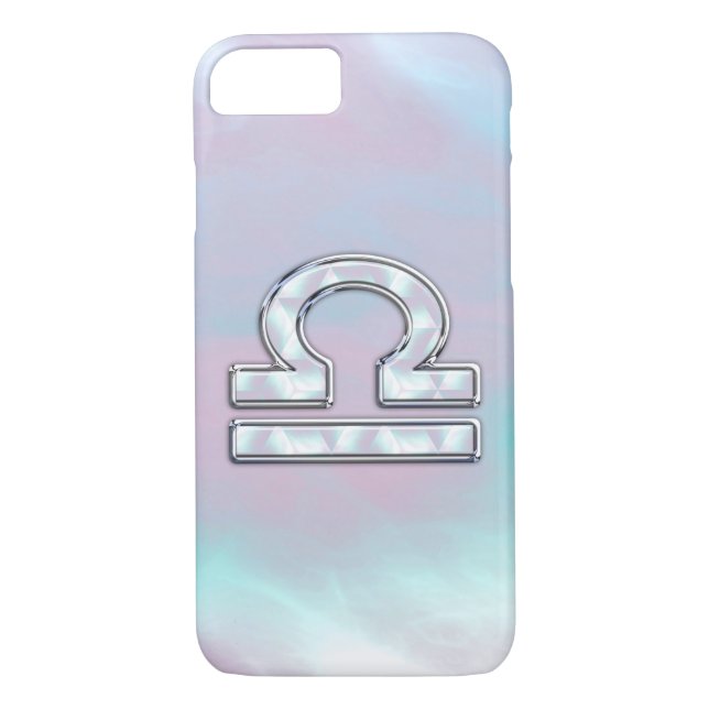 Modern Libra Zodiac Sign Mother of Pearl Style Case-Mate iPhone Case (Back)