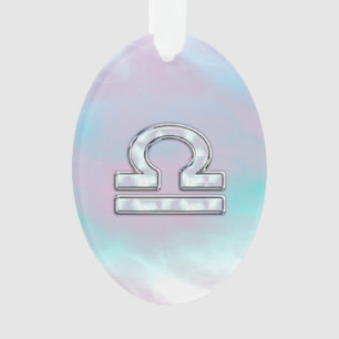 Modern Libra Zodiac Sign Mother of Pearl Style Ornament