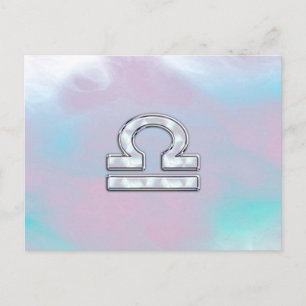 Modern Libra Zodiac Sign Mother of Pearl Style Postcard