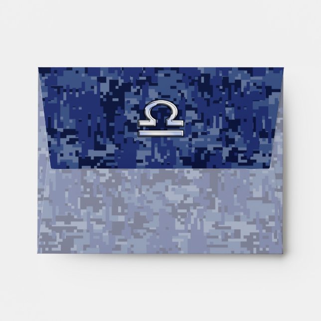 Modern Libra Zodiac Sign on blue digital camo Envelope (Back (Top Flap))