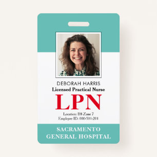 Modern Licensed Practical Nurse Photo ID ID Badge