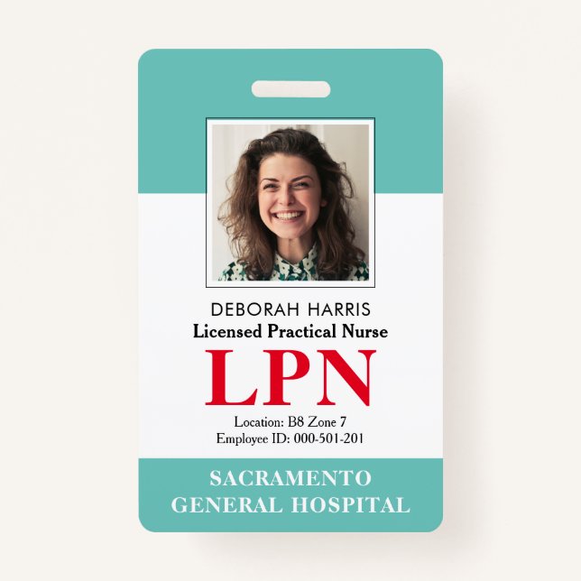 Modern Licensed Practical Nurse Photo ID ID Badge (Front)