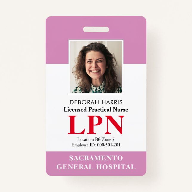Modern Licensed Practical Nurse Photo ID ID Badge (Front)