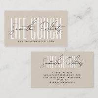 Modern life coach typography script beige