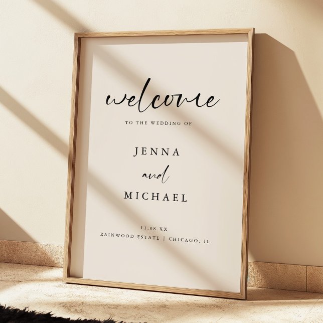 Modern Light Beige Script Wedding Welcome Poster (Creator Uploaded)
