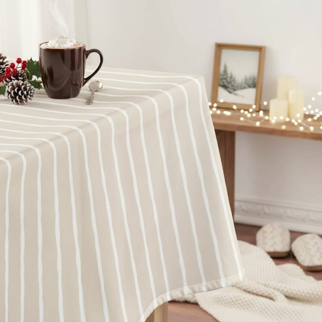  Modern Light Beige Striped Tablecloth (Creator Uploaded)
