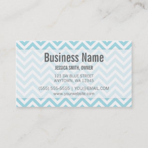 Modern Light Blue and White Chevron Pattern Business Card