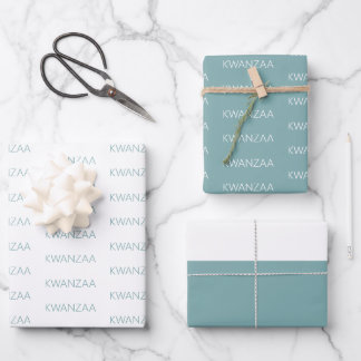 Modern light blue and white Kwanzaa Wrapping Paper Sheet