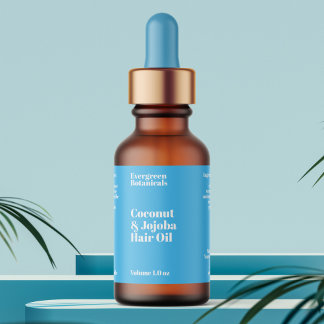 Modern Light Blue Cosmetics Dropper Bottle Label