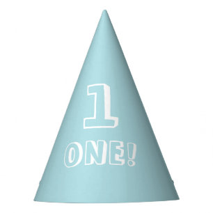 Modern light blue custom number age year birthday party hat