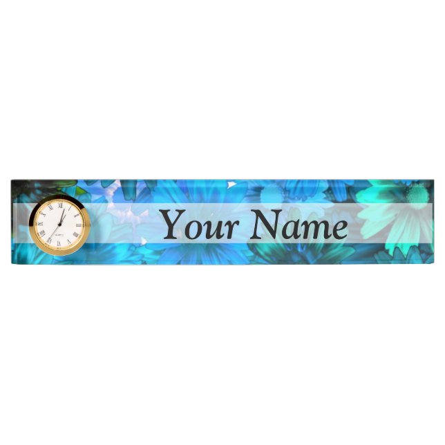 Modern light blue floral pattern nameplate (Front)
