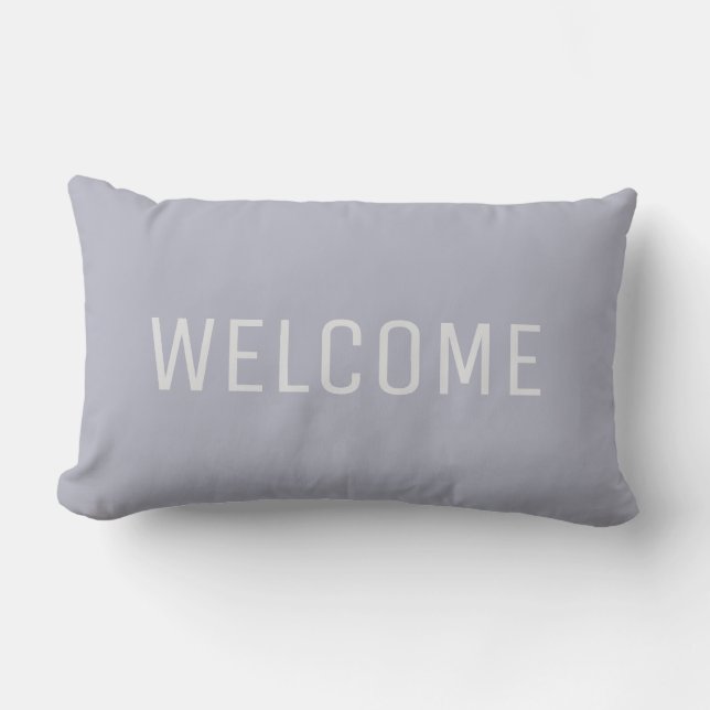 Modern Light blue Grey summer Welcome Lumbar Cushion (Front)
